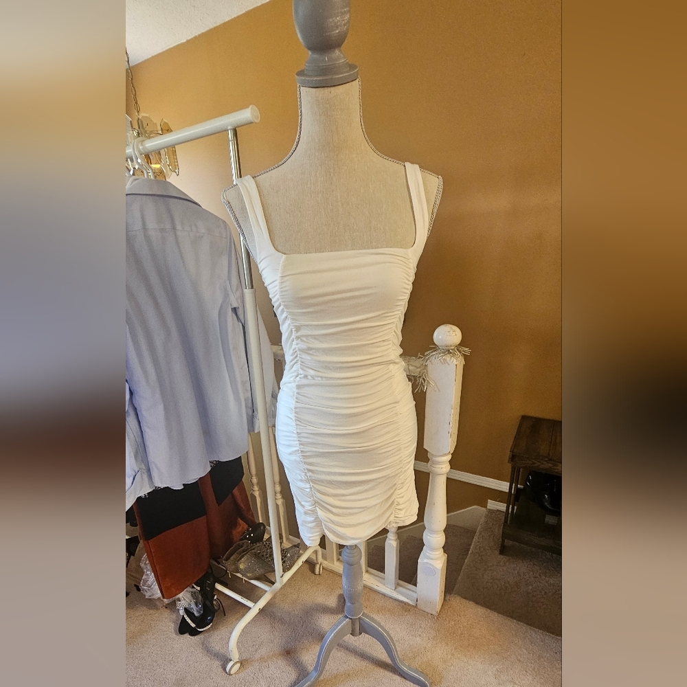 Wilfred Cream Ruched Mini Dress